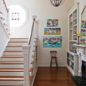 Cottage staircase entryway