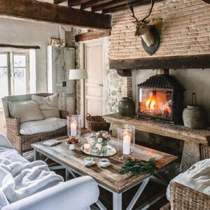 French cottage outdoor seating area