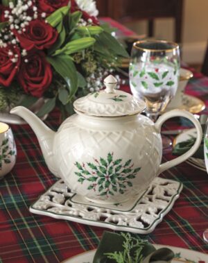 tea pot with caprese canapes