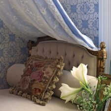 Victorian headboard and linens