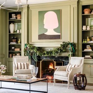 Green walls in a living room
