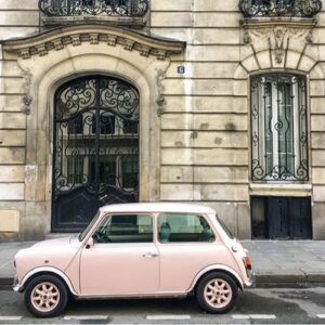 Paris Every Day book interior spread featuring famous places for best photography in Paris and pink car on street