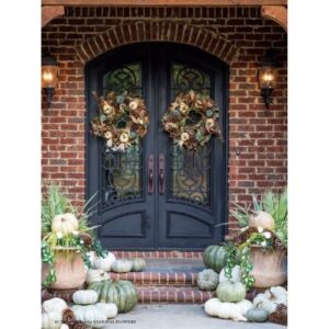 Vic Seasonal Flowers autumn pumpkins on porch