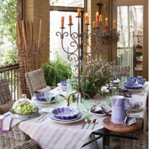 French Home Style 2025 featuring french style tablescape with lavender dishes