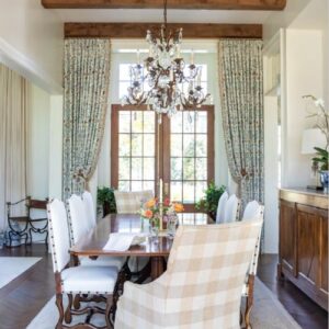 Southern Lady May_June 2025 featuring dining table with green curtains and wood valance