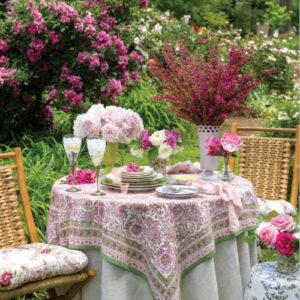 Southern Lady May_June 2025 featuring outdoor dining table with pink and green tablescape
