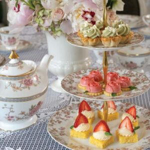 TeaTime Magazine May_June 2025 cover featuring teapot on tablescape with canapes nd scones