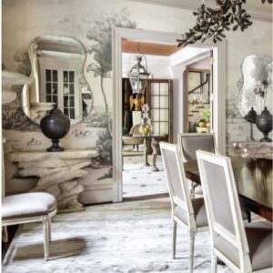 Inviting Southern Home Interior Design with muted grey and beige dining room
