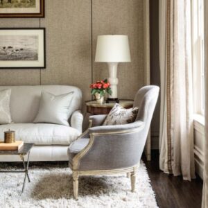 Inviting Southern Home Interior Design with muted grey and beige living room