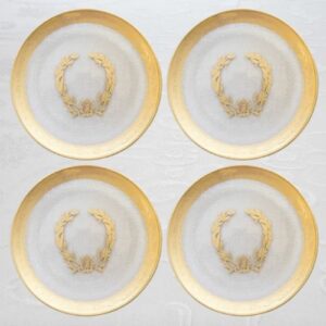 Set of four Arte Italica Laurel Wreath Salad Plates with gold etching