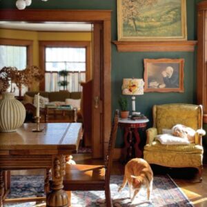 The Cottage Journal cozy green dining room in cottage