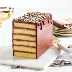 Layer Cake Magazine contents featuring chocolate opera cake