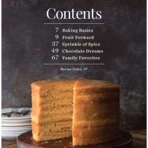 Layer Cake Magazine contents featuring dark background and caramel colored cake
