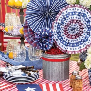 Southern Lady July/ August Issue featuring patriotic spread of food on party table outdoors.