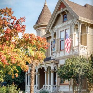 Victoria Autumn Bliss exterior of large home in fall Napa Valley