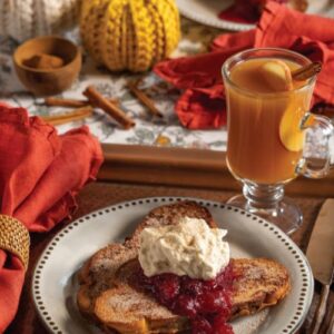 Victoria Autumn Bliss warm fall recipes and cider on table