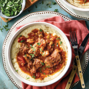 Creamy Grits and Gator Grillades