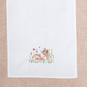 Pink Bicycle Embroidered Tea Towel - Image 3