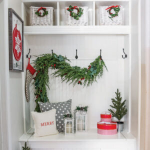 Mudroom with holiday decor