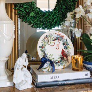 Christmas plate on shelf