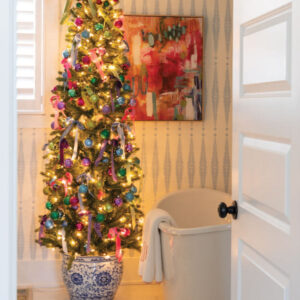 Christmas tree in bathroom