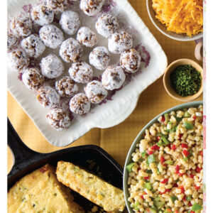 Spread with dessert, dip, and cornbread