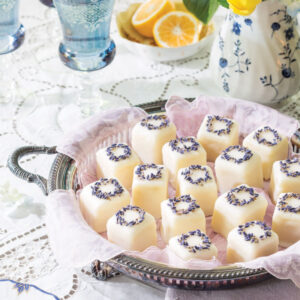 Tea setting with lemon and lavender