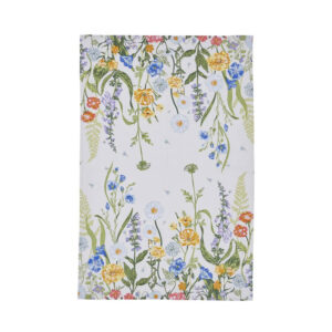 Cottage Garden tea towel on white background