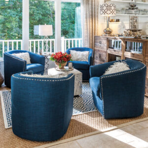 Blue chairs in living room