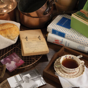 Teacup and saucer with bread