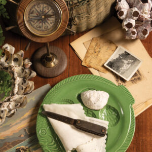 Red plate with antique accents