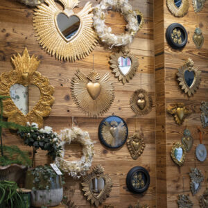Wall art on brown wall