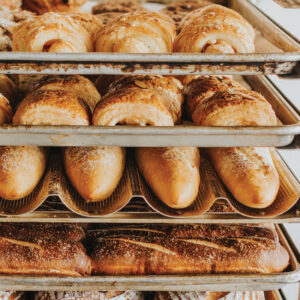 Various rolls on baking trays