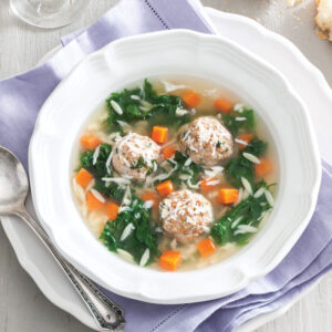 Louisiana wedding soup on white plate
