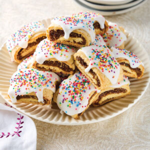 Fig bars with white icing and sprinkles