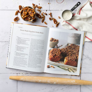 Bread Baker's Companion internal spread with rolling pin and bread crumbs