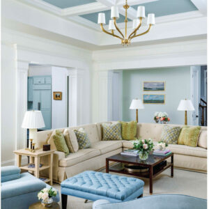 Living room with blue accents