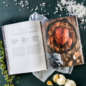 Comfort Made Delicious internal styled spread with salt, garlic, and herbs