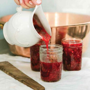 Pouring jam in jar
