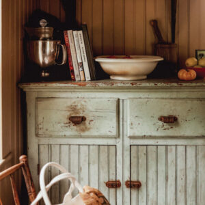 Antique green worn cabinet
