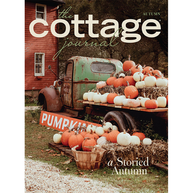 The Cottage Journal Autumn 2026 cover with old farm truck carrying pumpkins