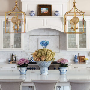 Kitchen island with florals