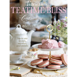 Teatime Bliss cover with dessert tray and teapot