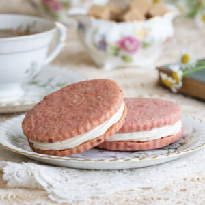 Pink dessert with cream