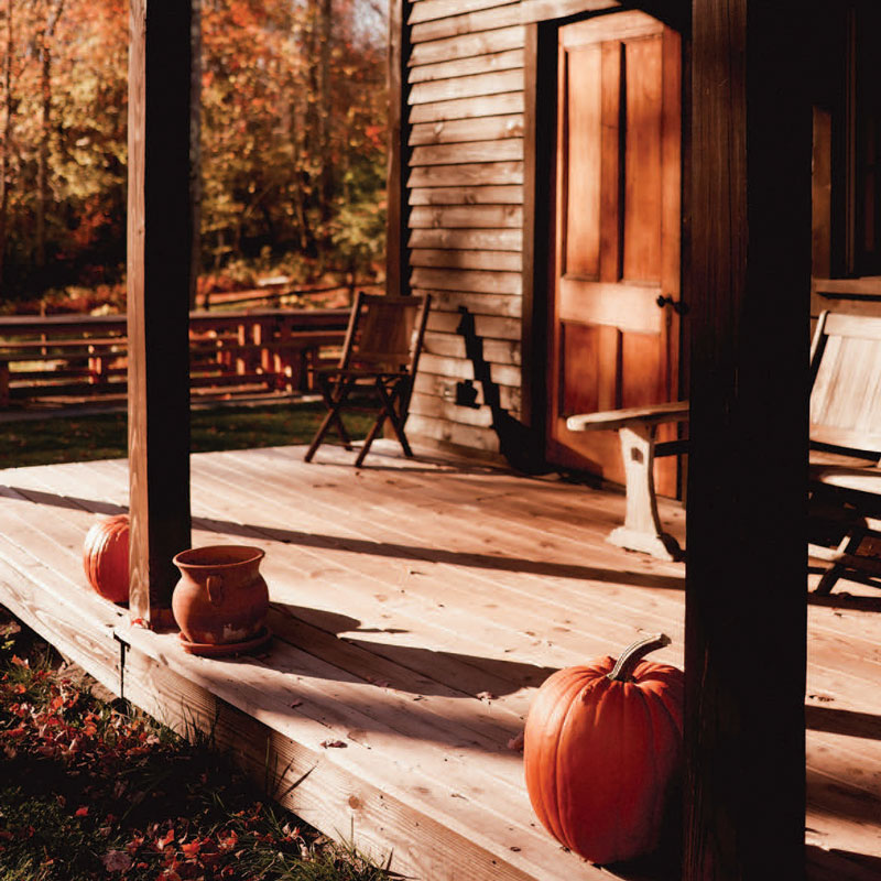 Front porch with pumpkins