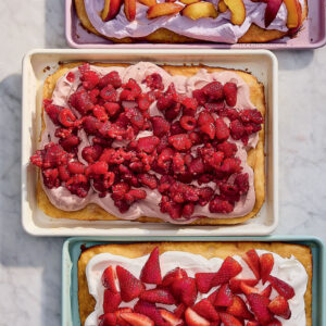 Assorted cake with fruit on top