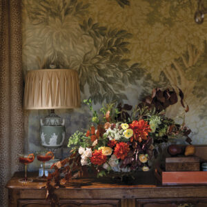 Table with wedgewood lamp