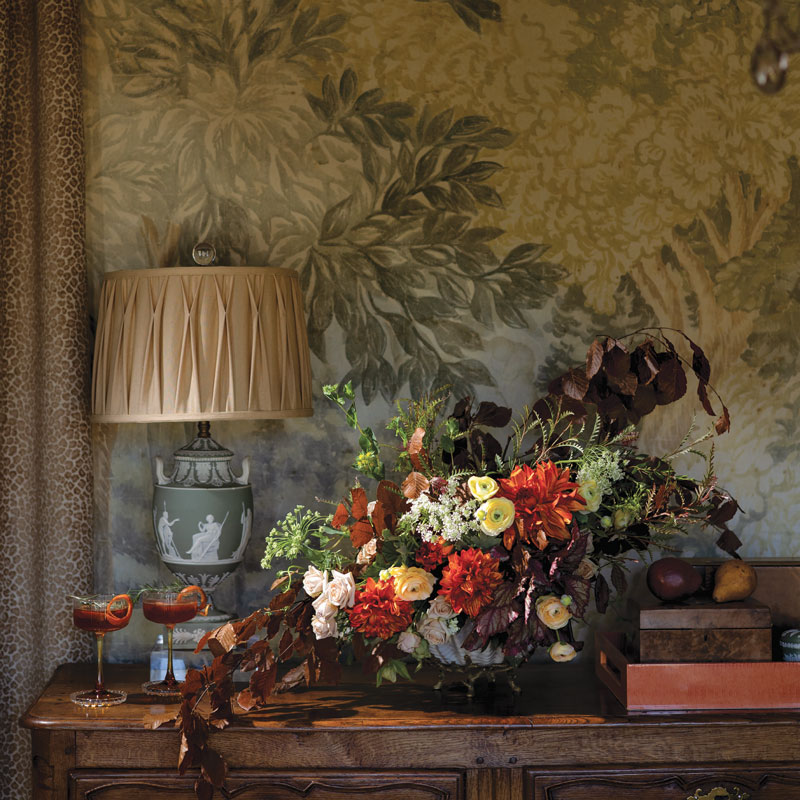 Table with wedgewood lamp