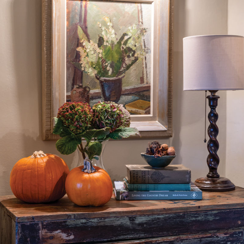 Dresser with pumpkins