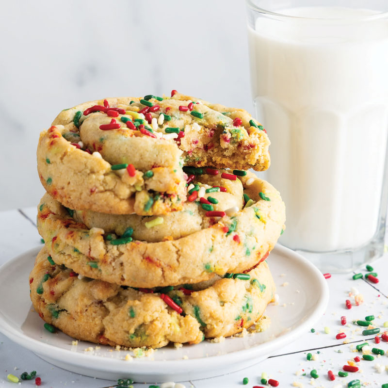 Cookies with red and green jimmies